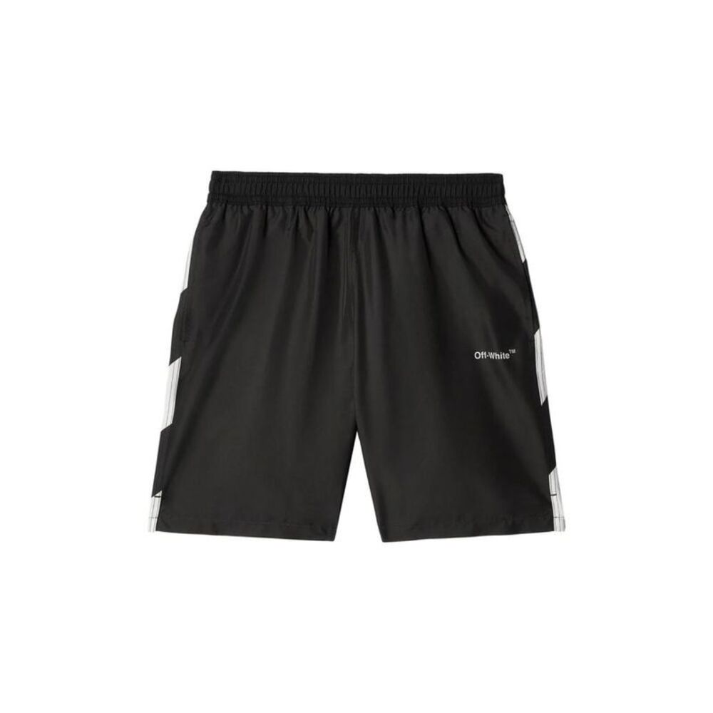 OFF-WHITE Diagonal Stripe Swim Shorts Men BLACK Beachwear